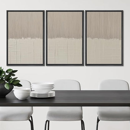 SIGNLEADER Framed Canvas Print Wall Art Set Beige Abstract Neutral Illustrations Minimal Decorative Bohemian Nordic for Living Room, Bedroom, Office - 24"x36"x3 BLACK
