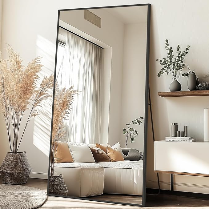 MELOMOIR 81"x41" Oversized Floor Mirror Freestanding, Extra Large Floor Mirror for Bedroom, Living Room & Gym - Black Mirror Full Length with Tempered Glass
