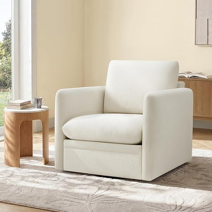 360° Swivel Accent Chair Set of 2,Upholstered Armchair with Deep Seat, Sturdy Metal Base for Living Room,Nursery,Bedroom,Linen