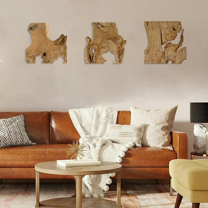 Natural Wood Wall Art - Handcrafted Rustic Decor, Frameless Design for Living Room, Bedroom, Kitchen, or Office - Unique Organic Charm for Your Home
