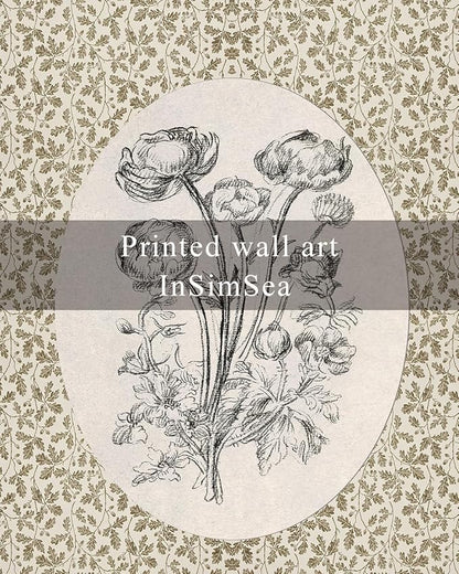 InSimSea Framed Canvas Prints Art Vintage Decor, Classical Neutral Floral Painting, Rustic Cottage Roses Flower Nursery Wall Art for Living Room Bedroom Home Bathroom Wall Decor, 12x16inch