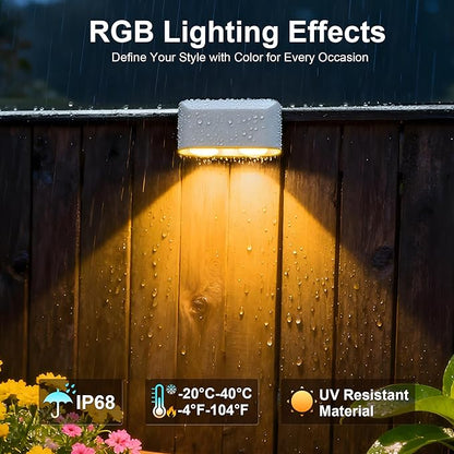 Outdoor Deck Lights, 8 Lights Smart Fence Lights Compatible with Alexa & Google Home, IP65 LED Patio Deck Lighting with Remote, Fence Lighting Music Sync for Patio Yard Garden(52.4ft)
