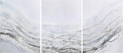 Empire Art Direct Abstract Wall Art Textured Hand Painted Canvas by Martin Edwards, Triptych, 40" x 30" each, Blizzard