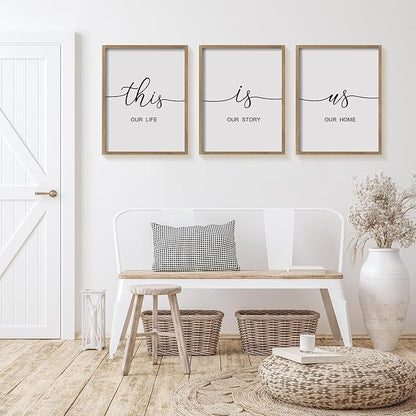 Heiple This is Us Wall Decor 11"x14" Framed Wooden Wall Sign for Home Decor Farmhouse Vintage Rustic Living Room Minimalist Family Wall Art (Brown)