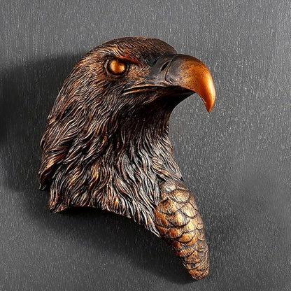 Animal Heads Wall Decor, Deer Head Wall Mount, Resin Animal Sculptures Head Wall Hanging Decoration for Family Living Room Bedroom Bathroom Kitchen Gift (Eagle)