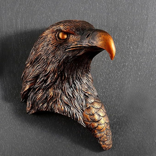 Animal Heads Wall Decor, Deer Head Wall Mount, Resin Animal Sculptures Head Wall Hanging Decoration for Family Living Room Bedroom Bathroom Kitchen Gift (Eagle)