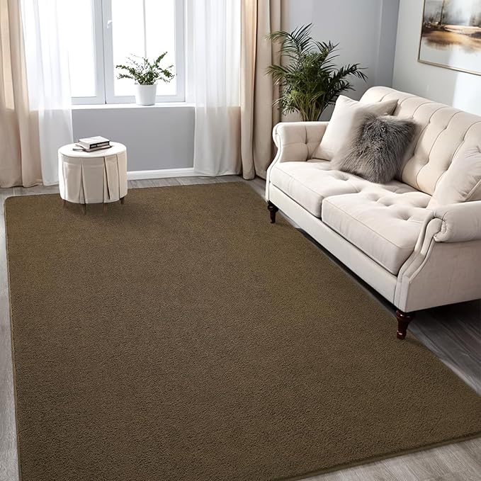 5x7 Feet Area Rug for Living Room Bedroom, Light Brown Low Pile Washable Rugs, Memory Foam Indoor Carpet, Modern Non Slip Carpets for Kids Girls Boys Baby Teen Dorm Nursery Home Decor