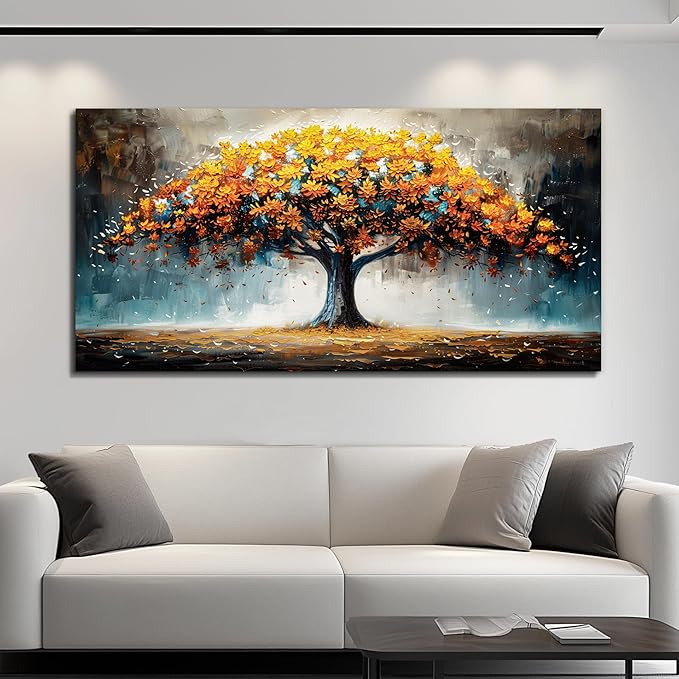 KELIYUAN Large Wall Art For Living Room Canvas Wall Decor For Bedroom Office Restaurant Mural Abstract Tree Landscape Wall Pictures prints Artwork Ready To Hang Modern Aesthetic Home Decor 24x48In