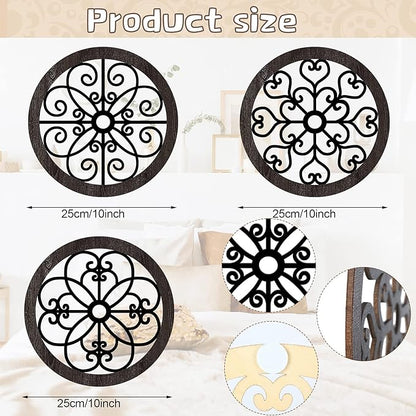Blulu 3 Pieces Thicken Rustic Wall Decor Farmhouse Wall Art Decor Wood Hanging Decoration for Living Room Bedroom Home Indoor Outdoor Office(Classic Style)