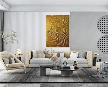 Slyart Handmade Modern Abstract Painting 3D Heavy Texture Canvas Wall Art 28x40 Inches Minimalism Gold Artwork Large Vertical Painting on Canvas for Living Room Bedroom Wall Decor