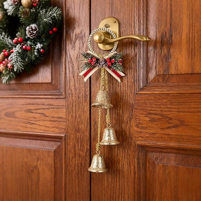 Christmas Bells Decorations Jingle Bell，Hanging Decorative for Door,Wall, Bedroom, Living Room,Tree Ornaments for Home Decor, Wreath, Door Hanging,Cluster Decorative Bells (Glittering Gold)