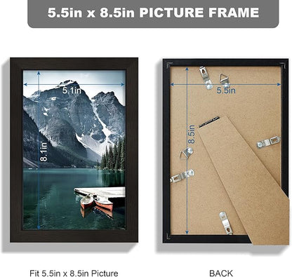 Hongkee 5.5 x 8.5 Diploma Frame - Made of Real Glass and Black Wooden Frame, 5.5 by 8.5 Photo for Wall or Tabletop Display, 3 Pack