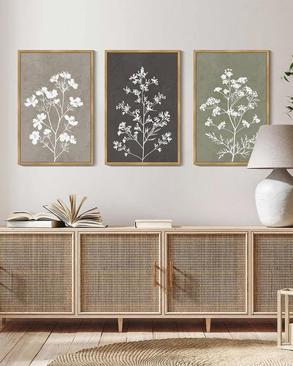 Drsoum Flower Framed Wall Art Vintage Floral Minimalist Wall Hanging Decor Farmhouse Colorful Botanical Prints Artwork for Bedroom Living Room Hallway 16x24in Natural Framed