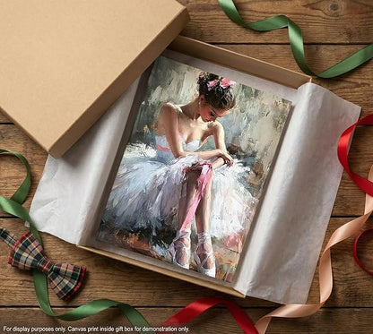 Pink Ballerina Girl Canvas Wall Art Ballet Lover Wall Decor Picture Modern Ballet Dancer Poster Print for Dance Studio Bedroom Girls Room Preppy Dormitory Painting Artwork Home Decoration