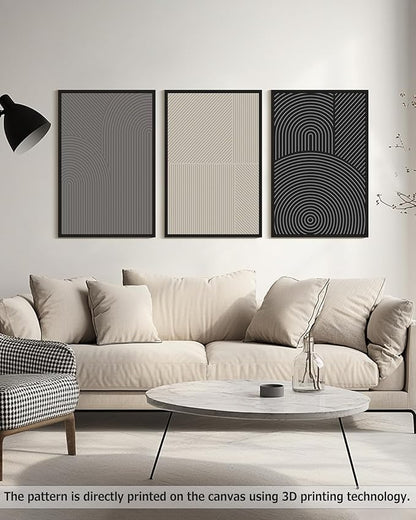 Drsoum Minimalist Abstract Wall Art Framed Modern Boho Neutral Line Wall Decor Mid Century Geometric Artwork Bedroom Living Room 24x36in Black Framed