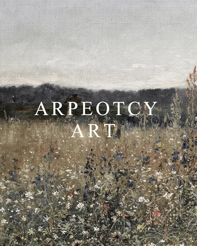 ARPEOTCY Extra Large Vintage Framed Wall Art, 36x54 Inch Flower Meadow Landscape Hanging Framed Wall Art Decor for Living Room Bedroom, Canvas Prints, Retro Scenery Pictures Above of Bed