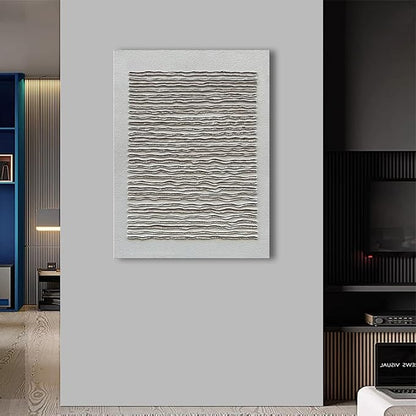 NANKAI Art White Texture Abstract Art Oil Painting Modern Minimalism Art Home Office Wall Deco Art 40x28 inches