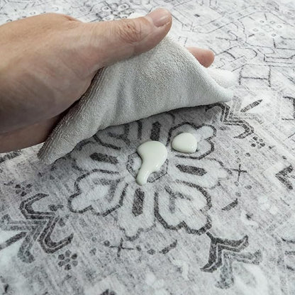 Washable Area Rugs 5x6 Entryway: Soft Ultra Thin Low Pile Mat Machine Washable Indoor Doormat Lightweight Entry Rug Anti Slip Backing Rugs for Living Room Bedroom Kitchen 5'x6' Light Grey