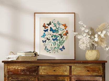 DREAM BIG PRINTABLES Vintage Butterfly Wall Art Print - Unframed - 8x10 | Botanical Wall Decor | Reproduction of Authentic Vintage Drawings for Home or Office