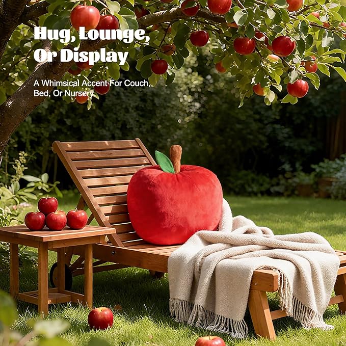LANPU Cute Apple Shaped Plush Pillow – Soft Fruit Cushion for Couch, Sofa, or Bed, Adorable Decorative Throw Pillow for Room, Living Room & Home Decor (11 Inch, Red)