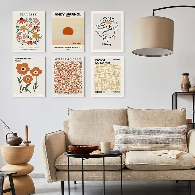 Habseligkeit Warm Matisse Wall Art Posters, Vintage Master Wall Decors,Retro Posters for Room Aesthetic Unframed, 11x14in, Set of 6