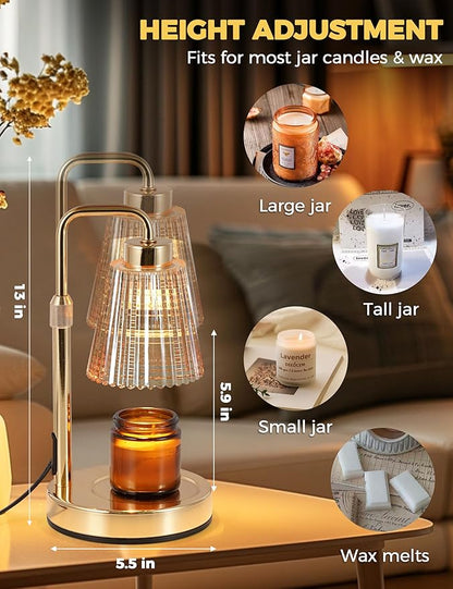 GODONLIF Candle Warmer Lamp with Timer Dimmable, Birthday Gifts for Women Mom, House Warming Gifts New Home Decor, Wax Melt Warmer for Jar Candles with 2 Bulbs