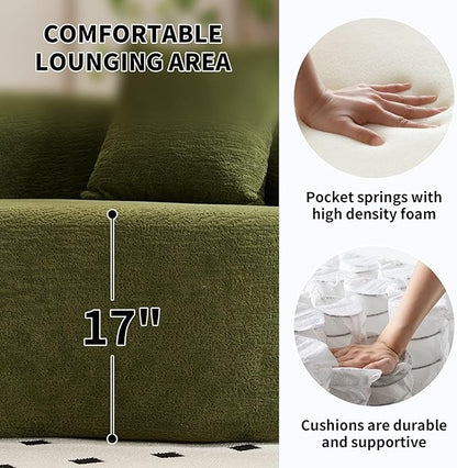 KEIKI Curved Chenille Modular Sectional Couches with Pillows, 4 Seater Oversized Upholstered Luxury Plush Cloud Sofa for Living Room Apartment, Full Compression Sponge,