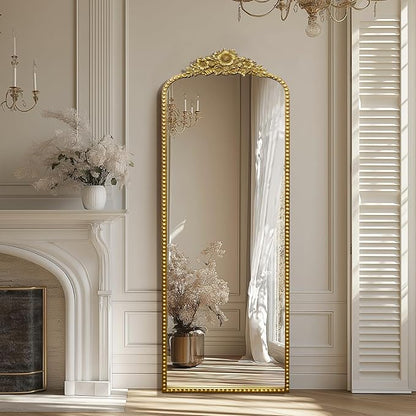Full Length Mirror, 22x65 Baroque Style Vintage Mirror, Antique Metal Frame Wall Mirror, Traditional Art Home Decor for Living Room, Bedroom, Entryway,Retro Gold