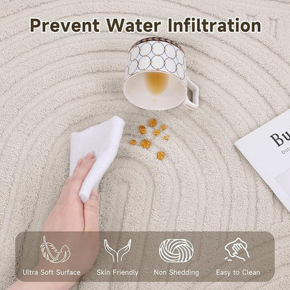 Pauwer 6ft Washable Area Rugs for Living Room Modern Beige Solid Color Soft Fluffy Rugs for Bedroom Non Slip Boho Accent Indoor Mat Floor Carpet Cover for Kids Dining Room Kitchen Office