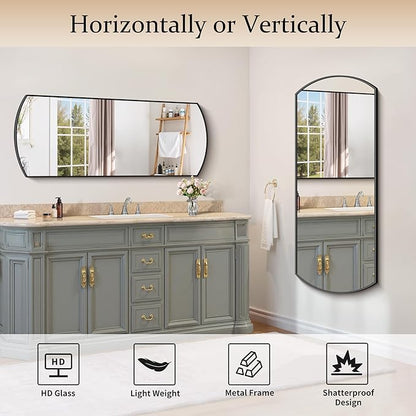 COFENY Bathroom Mirror, 20x48 Inch Black Oval Wall Mounted Mirror with Thin Metal Frame, Modern Bathroom Vanity Mirrors for Over Sink, Entryway, Living Room, Bedroom