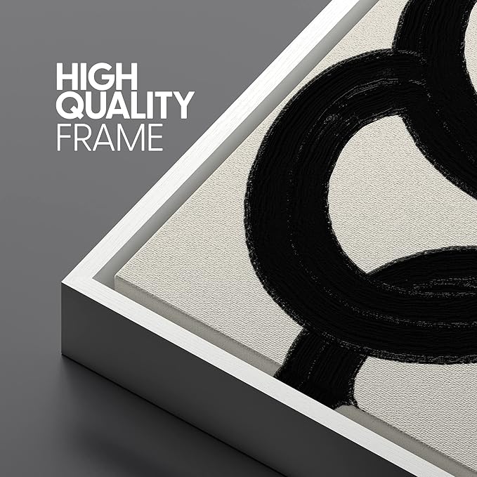 SIGNLEADER Framed Canvas Print Wall Art Set Duotone Minimal Dark Brush Stroke Landscape Abstract Shapes Illustrations Boho Decorative for Living Room, Bedroom, Office - 24"x36"x3 WHITE