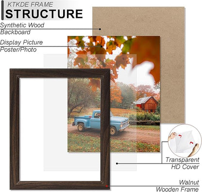 KTKDE A1 Picture Frame Set of 3, 23.4 x 33.1in Poster Frame Wooden Walnut -Horizontal or Vertical Wall Hanging for Home, Exhibition, Caffe Large Frame for Photos, Posters - Art Prints best gift