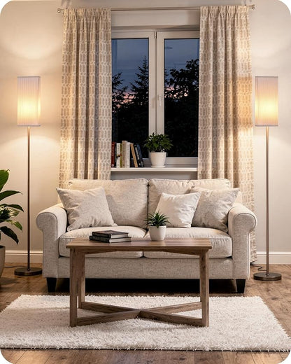 64.2'' Dimmable Floor Lamp for Living Room with Remote and Foot Switch, Corner Floor Lamp for Bedroom, Includes 10W A19 Bulb, Modern Standing Tall Lamp, ETL Listed, Brown and White VCW17LD05