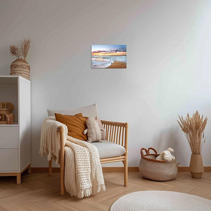 TutuBeer 1 Panel Beach Art for Wall Beach Paintings for Wall White Ocean Sunrise with Deep Blue Sky Sea Pictures for Home Pictures of the Ocean Stretched and Framed for Home Decor 20x30 inch