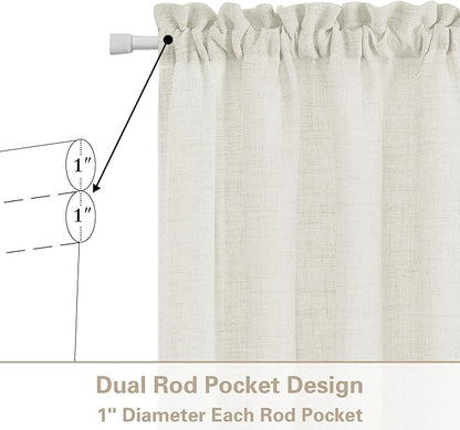 Decorative Door Curtains Light Filtering Drapes Rod Pocket Semi Transparent Natural French Farmhouse 2 Panels Linen Curtains Privacy Added W35 x L72 for Glass Sliding Door