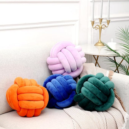 Petrella Knot Pillows Ball Round Throw Pillows Home Decor Cushion Decorative Aesthetic Throw Pillows，Orange 8inch