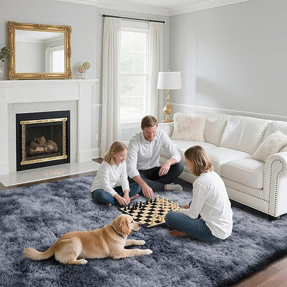 yongyangjuxin Fluffy Rug Shag Area Rug, Mottling Dark Grey 10x14 Area Rugs for Bedroom, Super Soft Shag Rugs for Living Room Bedroom Kids Room Home Decor, Upgrade Anti-Skid Rectangular Fuzzy Rug