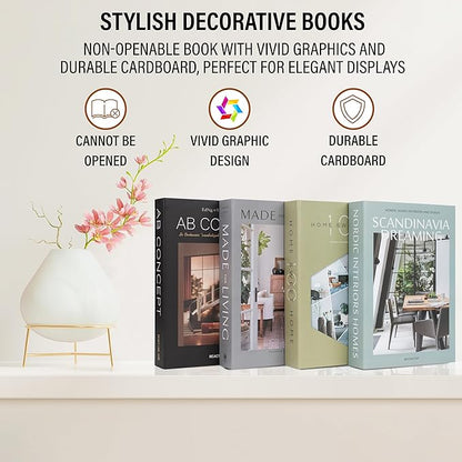 PROBENEX Olive Large | 4 PCS Faux Decorative Books for Home Decor | Not Real Books (Cardboard Boxes) | Coffee Table, Shelf Styling & Modern Aesthetic Accent Pieces for Living Room, Office