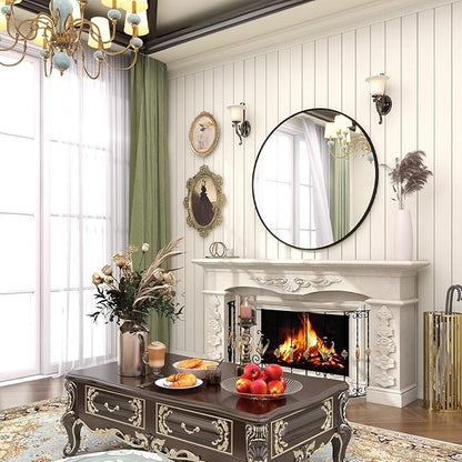 BEAUTYPEAK 20 Inch Round Mirror, Metal Frame Circle Mirror, Wall Mounted for Entryway, Bathroom, Vanity, Living Room, Black