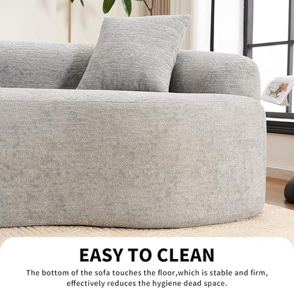 KEIKI Curved Chenille Modular Sectional Couches with Pillows, 4 Seater Oversized Upholstered Luxury Plush Cloud Sofa for Living Room Apartment, Full Compression Sponge,