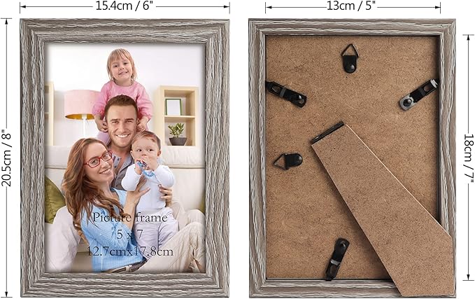 Giftgarden 5x7 Picture Frame Distressed Grey, 5 by 7 Rustic Wood-grain Gray Photo Frames Bulk for Wall or Tabletop, 12 Pack
