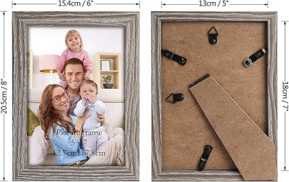 Giftgarden 5x7 Picture Frame Distressed Grey, 5 by 7 Rustic Wood-grain Gray Photo Frames Bulk for Wall or Tabletop, 12 Pack