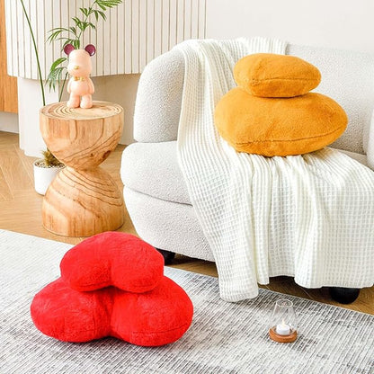 XVTRU Red Heart Pillows, Cute Heart Decorative Pillow, Heart Shaped Throw Pillows for Bed, Faux Rabbit Fur Plush Hoom Decor Pillow Cushion for Chair Sofa Living Room (Mini 12.9" x 9.8")