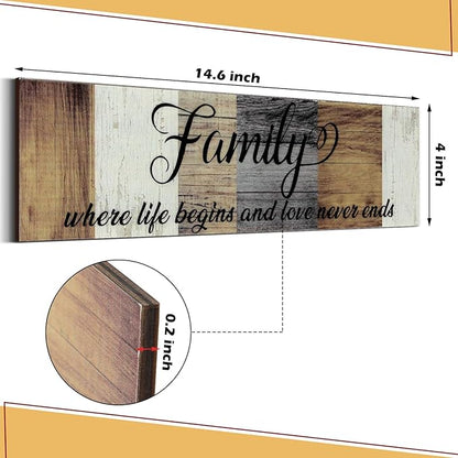 Jetec 3 Pieces Family Wooden Sign This Is Us Sign Rustic Wooden Family Home Decor Together Hanging Wall Decorations for Living Room Kitchen Bedroom Laundry Bathroom Warming(Brown, Beige, Gray)