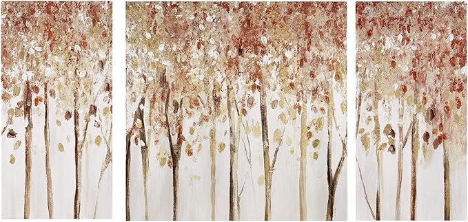 Madison Park Wall Art Living Room Décor - Scenery Triptych Canvas Home Accent Modern Dining Bathroom Decoration, Ready to Hang Painting for Bedroom, Multi-Sizes, Autumn Forest 3 Piece
