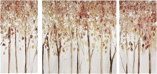 Madison Park Wall Art Living Room Décor - Scenery Triptych Canvas Home Accent Modern Dining Bathroom Decoration, Ready to Hang Painting for Bedroom, Multi-Sizes, Autumn Forest 3 Piece