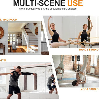 Delma Home Gym Mirror, 50''x25''x2PCS Silver Wall Mounted Large Frameless Tempered Glass Wall Mirror for Home Gym, Garage, Bedroom, Bathroom