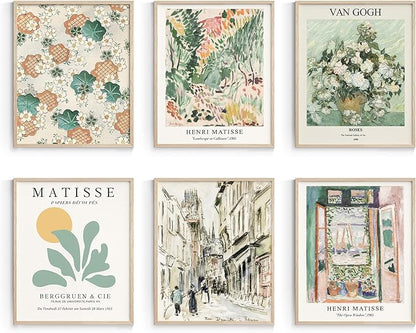 Habseligkeit Sage Green Master Wall Art Prints, Matisse Wall Art Exhibition Posters, Vintage Art Art Prints, Retro Room Decor for Aesthetic Bedroom(8x10inch, Unframed)