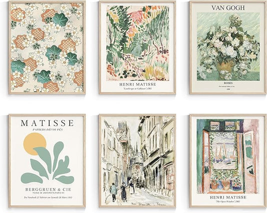 Habseligkeit Sage Green Master Wall Art Prints, Matisse Wall Art Exhibition Posters, Vintage Art Art Prints, Retro Room Decor for Aesthetic Bedroom(8x10inch, Unframed)