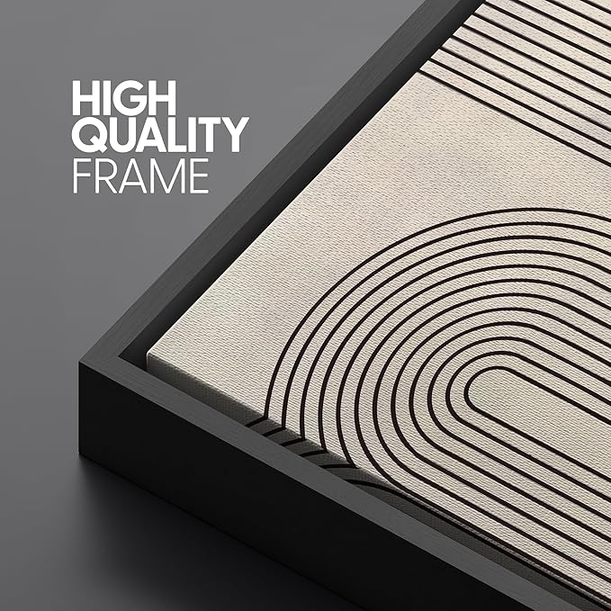 SIGNLEADER Framed Canvas Print Wall Art Set Duotone Geometric Black & White Polygons Abstract Modern Art Geometric Zen Mid-Century for Living Room, Bedroom, Office - 24"x36"x3 BLACK